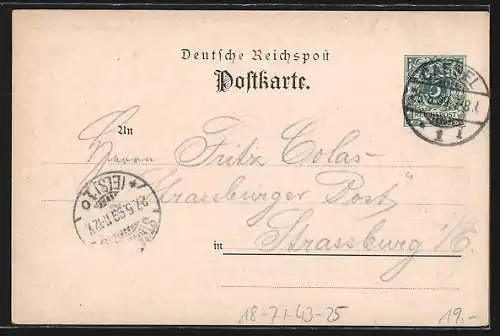 Künstler-AK Cassel, Gesangwettstreit Deutscher Männergesangvereine 1899, Festhalle, Ganzsache