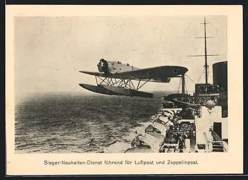 AK Hamburg, Luftpost-Ausstellung Mophila 1931, Katapultflug-Start vom Schnelldampfer Europa, Ganzsache PP93 C1 /01