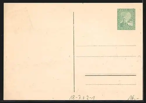 Künstler-AK Oggersheim, V. Südwestdeutscher Philatelistentag 1924, Teilansicht nach Merian, Ganzsache