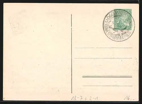 Künstler-AK Oggersheim, V. Südwestdeutscher Philatelistentag 1924, Teilansicht nach Merian, Ganzsache