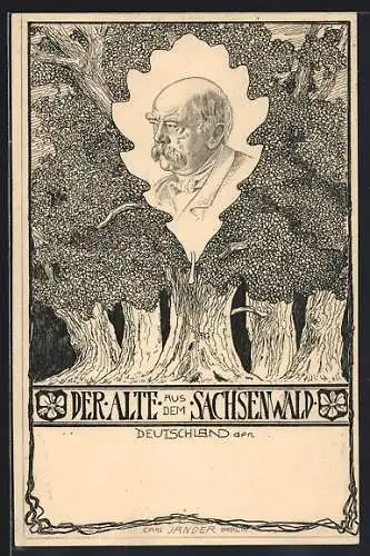 Künstler-AK Carl Jander: Der Alte aus dem Sachsenwald, Bismarck, Ganzsache PP9 E5 /01