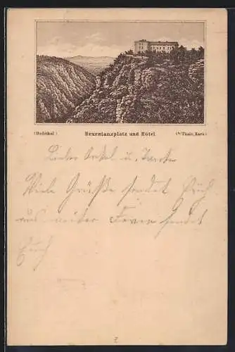 Lithographie Thale /Harz, Hexentanzplatz und Hotel, Ganzsache PP6 F71/08