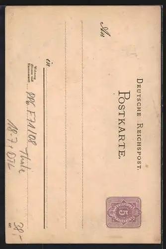 Lithographie Thale /Harz, Hexentanzplatz und Hotel, Ganzsache PP6 F71/08