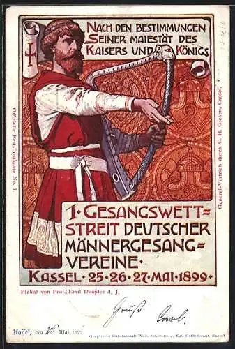 AK Kassel, 1. Gesangswettbewerb Dt. Männergesangvereine 1899, Ganzsache PP 9 /74-01