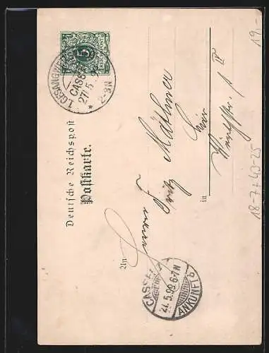 AK Kassel, 1. Gesangswettbewerb Dt. Männergesangvereine 1899, Ganzsache PP 9 /74-01