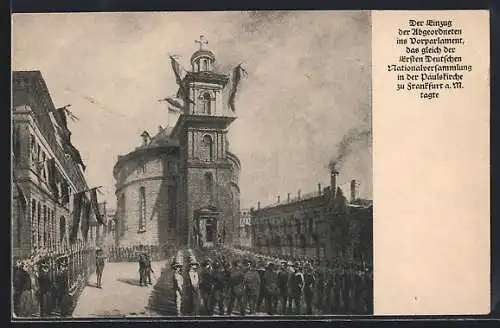 AK Frankfurt a. Main, Gedenktag der 1. deutschen Nationalversammlung 1923, Einzug d. Abgeordneten, Ganzsache