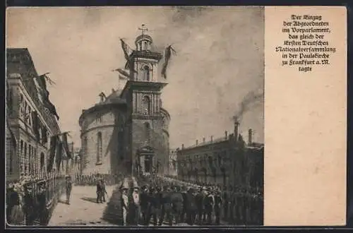 AK Frankfurt a. Main, Gedenktag der 1. deutschen Nationalversammlung 1923, Einzug d. Abgeordneten, Ganzsache