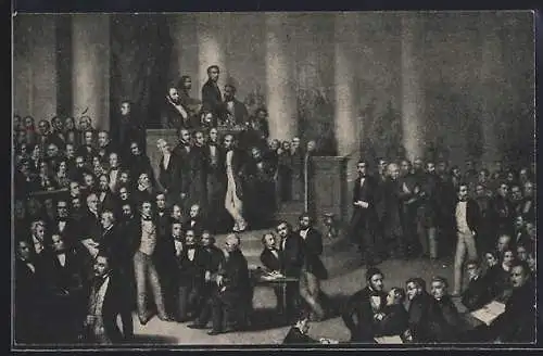 AK Frankfurt a. Main, Gedenktag der 1. deutschen Nationalversammlung 1923, Abgeordnete im Parlament, Ganzsache