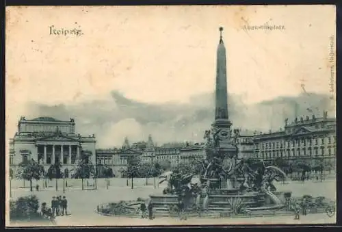 AK Ganzsache PP19 F65 /02: Leipzig, Brunnen auf dem Augustusplatz