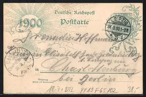 AK Ganzsache PP19 F65 /02: Leipzig, Augustusplatz mit Brunnen