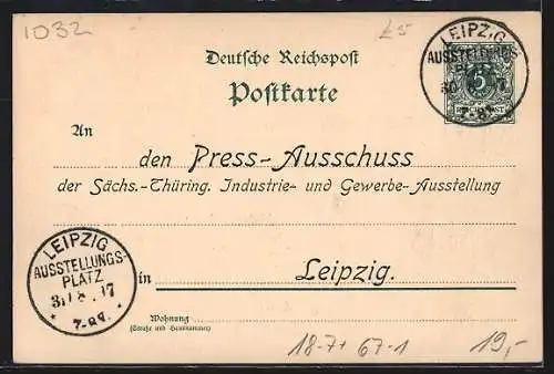 Künstler-AK Leipzig, Industrie u. Gewerbe-Ausstellung 1897, Industrie-Halle, Alt-Leipzig, Ganzsache
