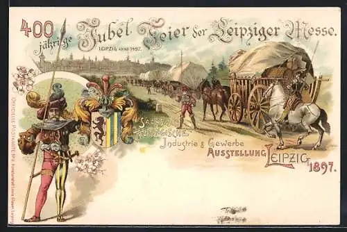 Lithographie Ganzsache PP9C 16 /05: Leipzig, Sächsisch-Thüringische Industrie- u. Gewerbe-Ausstellung 1897, Zur Messe