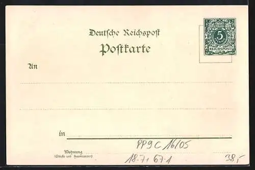 Lithographie Ganzsache PP9C 16 /05: Leipzig, Sächsisch-Thüringische Industrie- u. Gewerbe-Ausstellung 1897, Zur Messe
