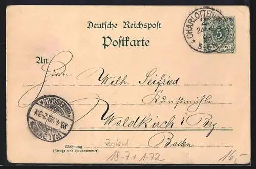 Lithographie Berlin, National-Denkmal Kaiser Wilhelm I. mit Porträts, Ganzsache