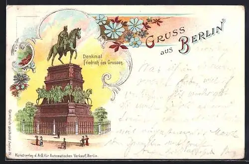 Lithographie Berlin, Denkmal Friedrich des Grossen, Ganzsache