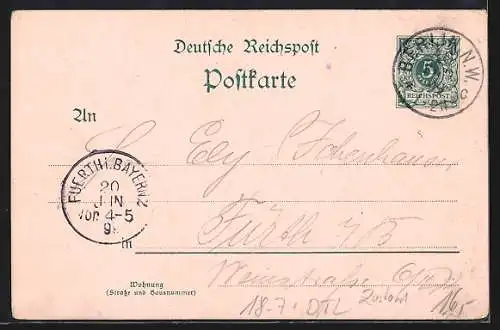 Lithographie Berlin, Denkmal Friedrich des Grossen, Ganzsache