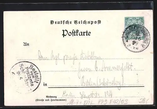 AK Ganzsache PP9 F42 /03: Berlin-Grunewald, Am Jagdschloss mit Uferpartie