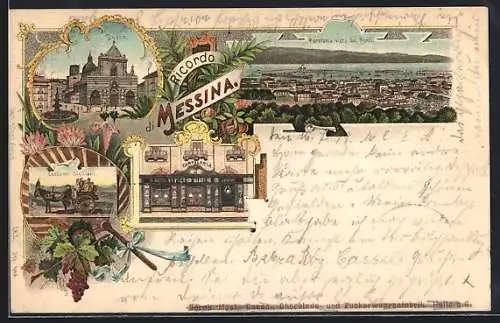 Lithographie Messina, Cartoleria Pietro Ciacone, Costumi Siciliani, Duomo, Panorama vita dai Monti