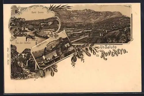 Lithographie Rovereto, Castello Rovereto, Ponte San Colombano