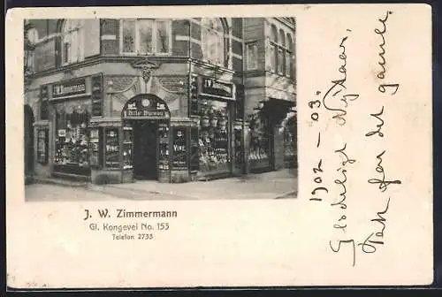 AK Kopenhagen, J. W. Zimmermann, Gl. Kongevei No. 153