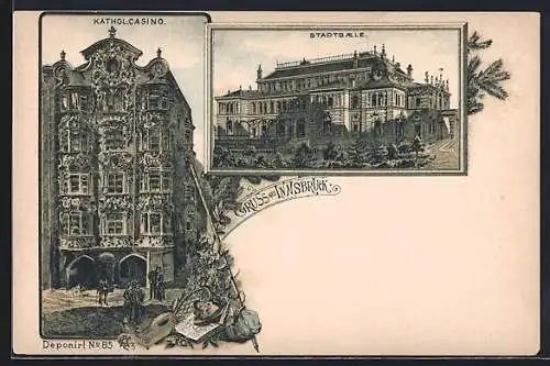 Lithographie Innsbruck, Stadtsaele, Kathol. Casino