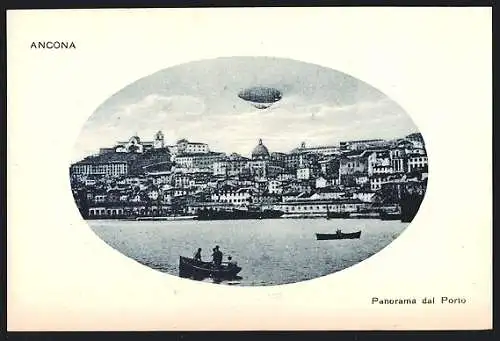 AK Ancona, Panorama dal Porto, Zeppelin