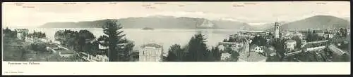 Klapp-AK Pallanza, Panorama mit Grand Hotel, Villa Montebello, Isola S. Giovanni, Monte Motterone, Hotel Belle-Vue
