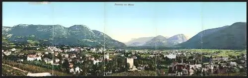 Klapp-AK Meran, Totalansicht gegen die Berge