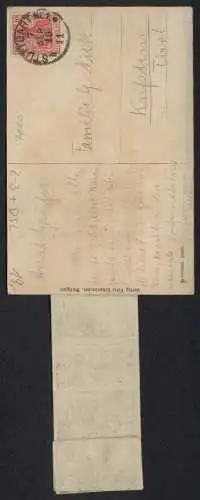 Leporello-AK Stuttgart, Ansichten in der Brieftasche, Königsbau, Marktplatz, Schlossplatz, Eugensbrunnen