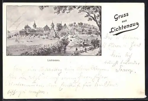 AK Lichtenau / Mittelfranken, Ortsansicht aus der Vogelschau
