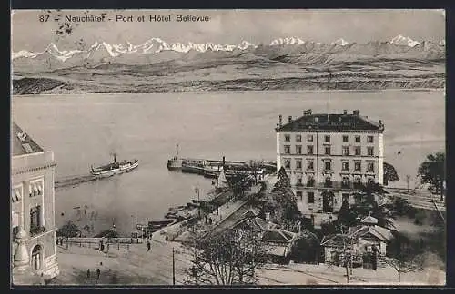 AK Neuchatel, Port et Hotel Bellevue