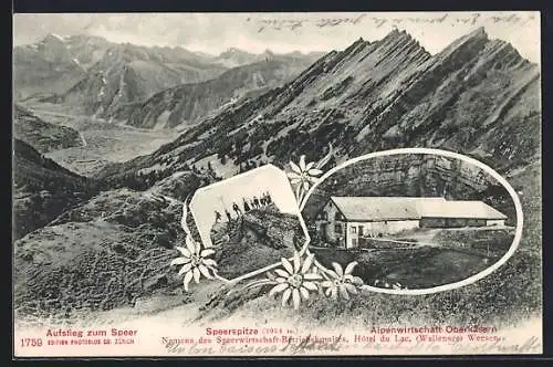 AK Weesen /SG, Alpenwirtschaft Oberkässern, Aufstieg zum Speer, Speerspitze