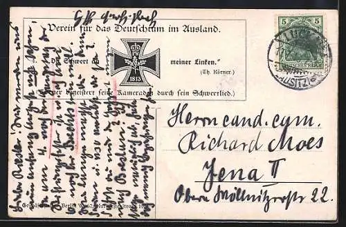Künstler-AK Körner begeistert seine Kameraden durch sein Schwertlied