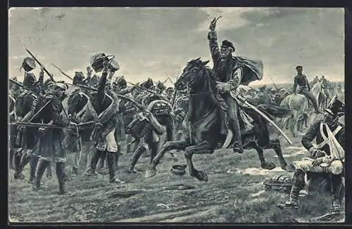 Künstler-AK Zwischen Ligny und Belle-Alliance, Befreiungskriege