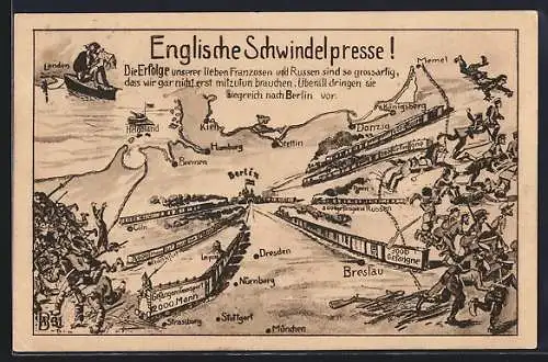 AK Englische Schwindelpresse! Propaganda 1. Weltkrieg