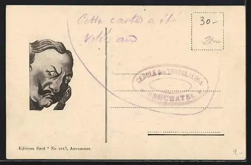 AK Hier Aujourd'Hui Demain, Kaiser Wilhelm II., Propaganda Entente