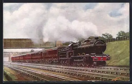 Künstler-AK Lancashire and Yorkshire Railway, Newcastle to Liverpool Express passing Walkden, englische Eisenbahn