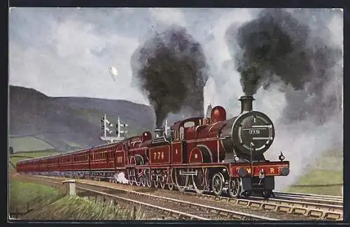 Künstler-AK Chinley, Cheshire, Englische Eisenbahn-Lokomotiven No. 774 & 1007 der M. R.