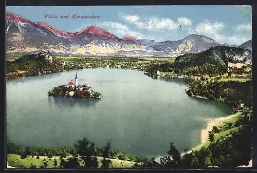AK Veldes, Panorama mit Karawanken