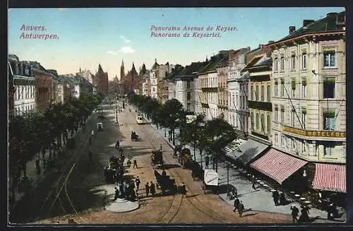 AK Antwerpen, Panorama de Keyerlei, Strassenbahn
