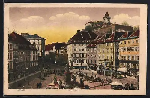 AK Graz, Strassenbahn am Hauptplatz