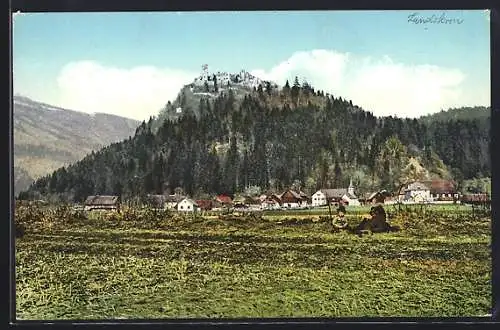 AK Villach, Ansicht der Ruine Landskron
