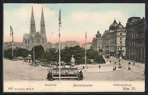 AK Wien, Maximilianplatz mit Strassenbahn