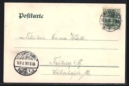 AK Mannheim, Hotel National & Strasse Friedrichsring mit Strassenbahn