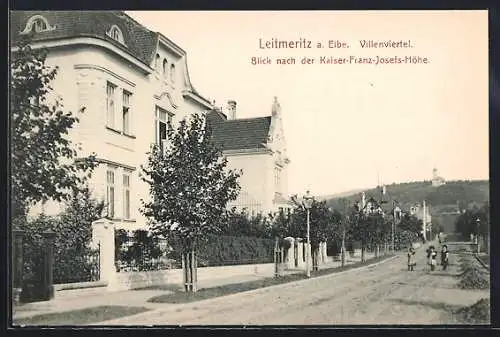 AK Leitmeritz / Litomerice, Blick nach der Kaiser-Franz-Josefs-Höhe im Villenviertel