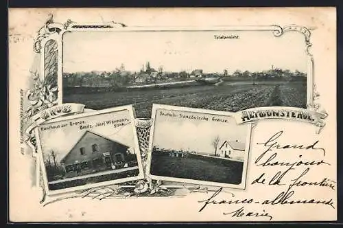AK Altmunsterol, Gasthaus zur Grenze, Bes. Josef Widemann, Deutsch-französische Grenze, Totalansicht