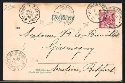 AK Altmunsterol, Gasthaus zur Grenze, Bes. Josef Widemann, Deutsch-französische Grenze, Totalansicht