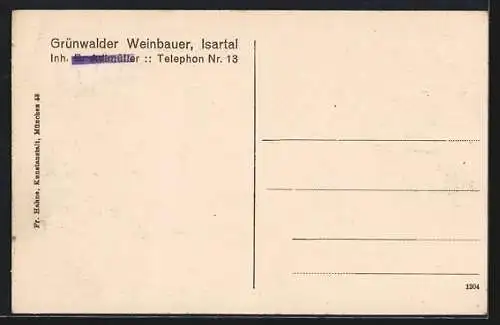AK Grünwald / Isartal, Restaurant Grünwalder Weinbauer, Inh. D. Adlmüller, Diele