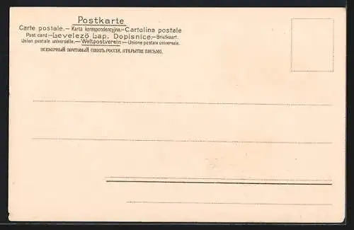 Lithographie Drei Maikäfer mit Tintenfass und Feder, Pfingstgruss