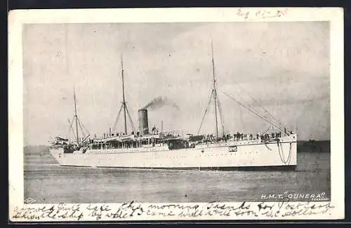 AK HMT Dunera, Truppentransportschiff no. 6 vor der Küste